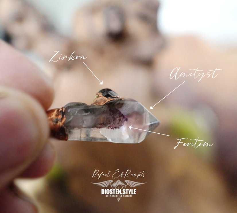 DIOSTEN přívěsek AMETYST - FANTOM,  ZIRKON - HYACINT a MĚĎ